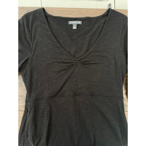 Toad & Co Rosalinda Small Dress Black Organic Ruched - Picture 6 of 6